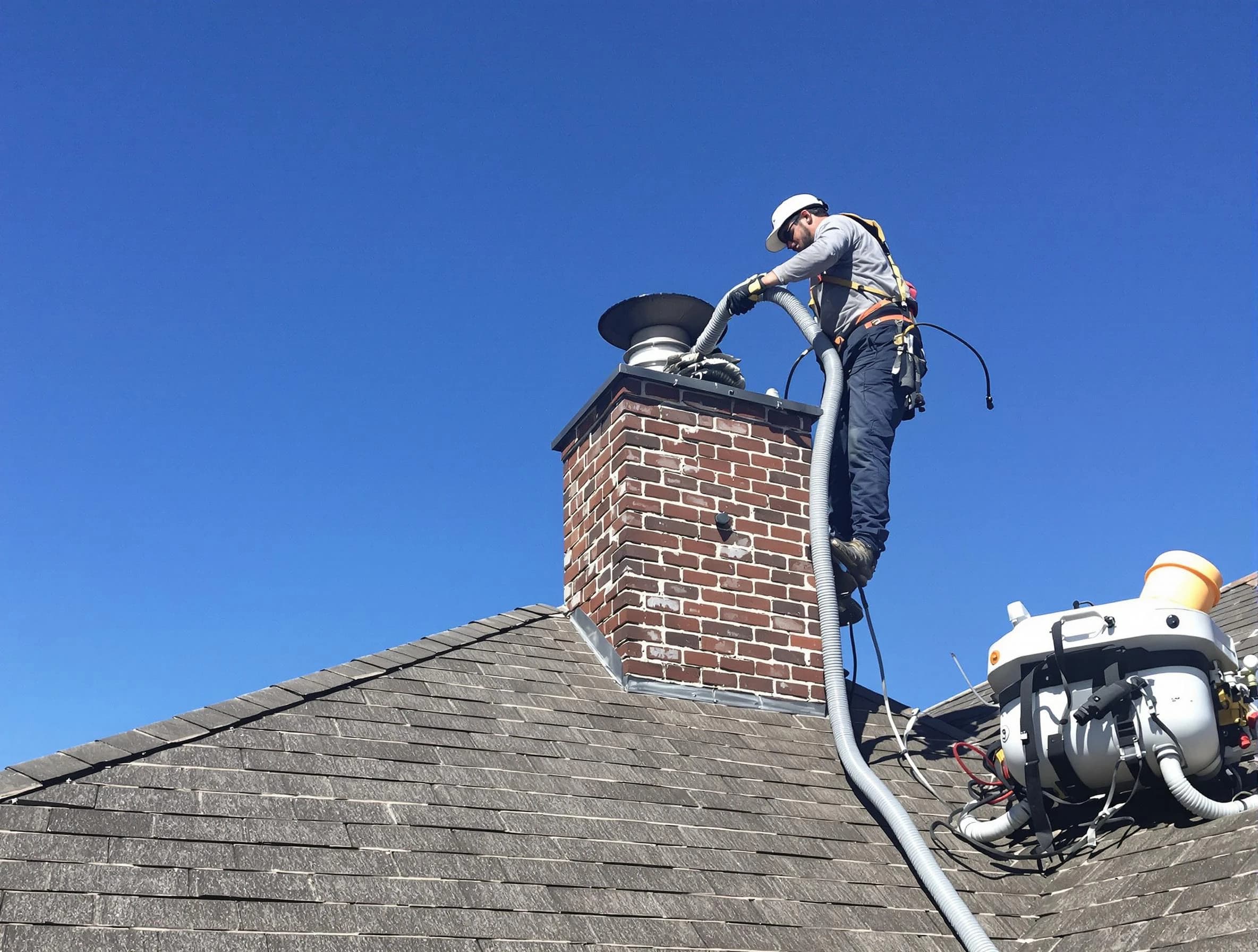 Dedicated West Mifflin Chimney Sweep team member cleaning a chimney in West Mifflin, PA