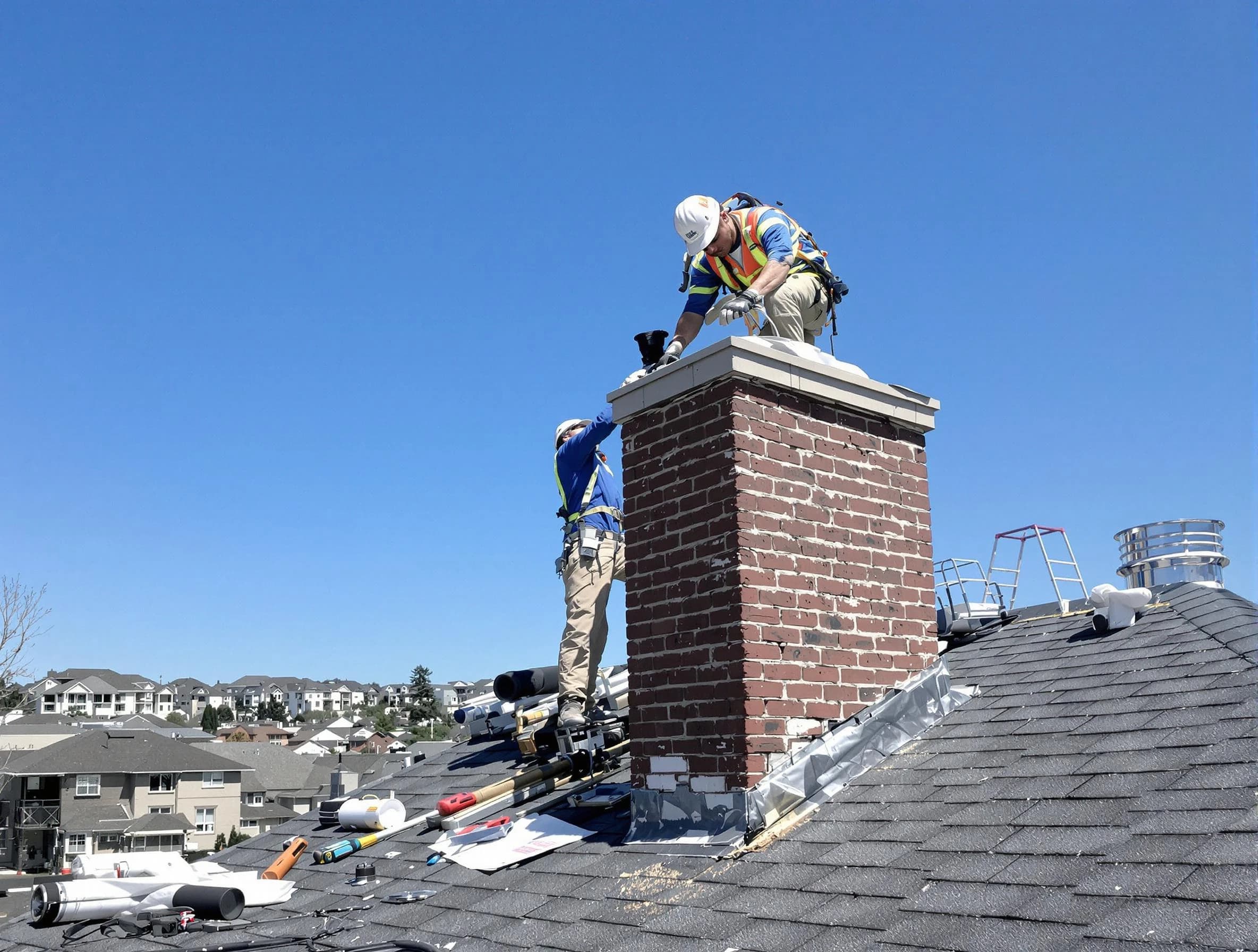 West Mifflin Chimney Sweep repairing a chimney crown in West Mifflin, PA