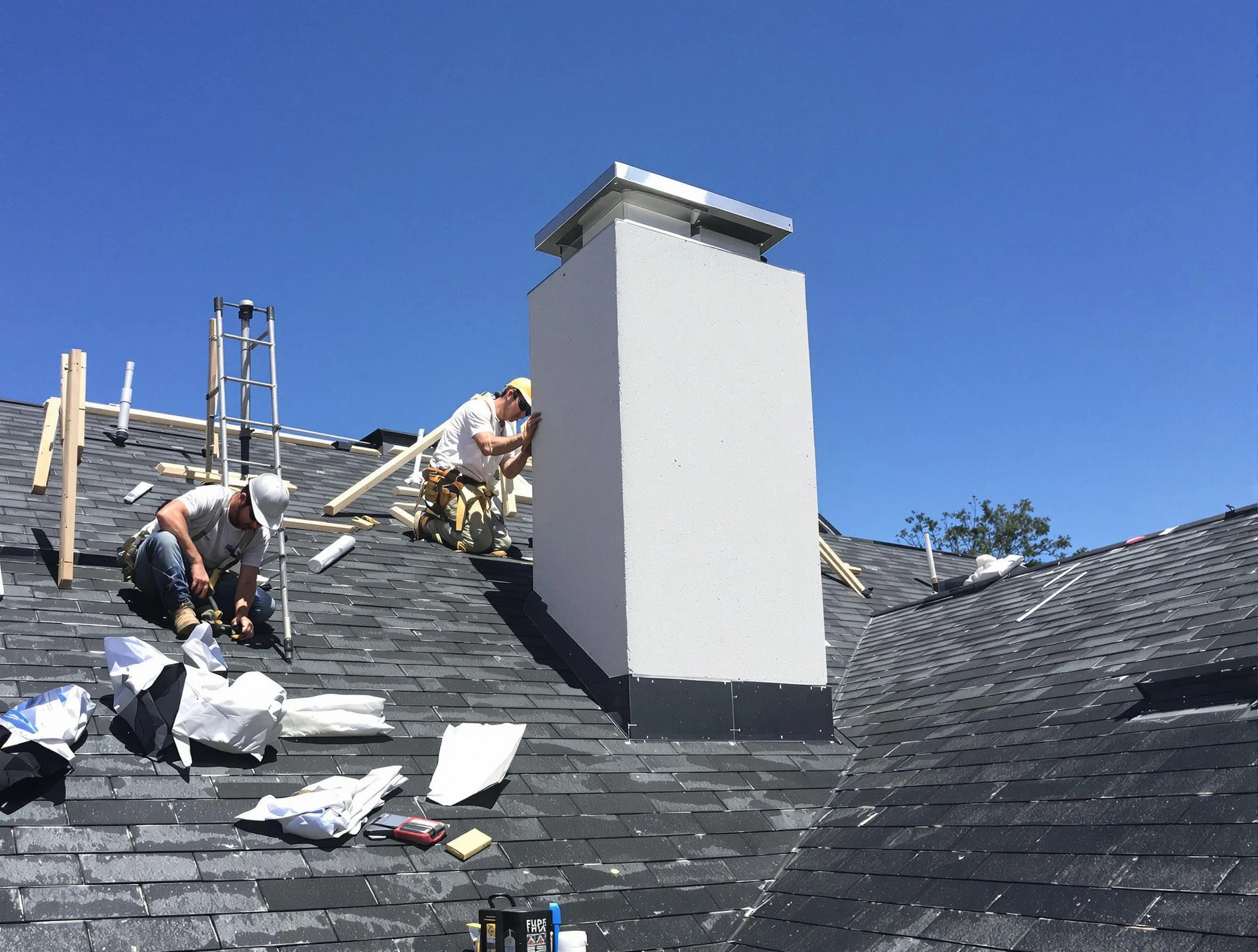 West Mifflin Chimney Sweep crew installing a new chimney in West Mifflin, PA
