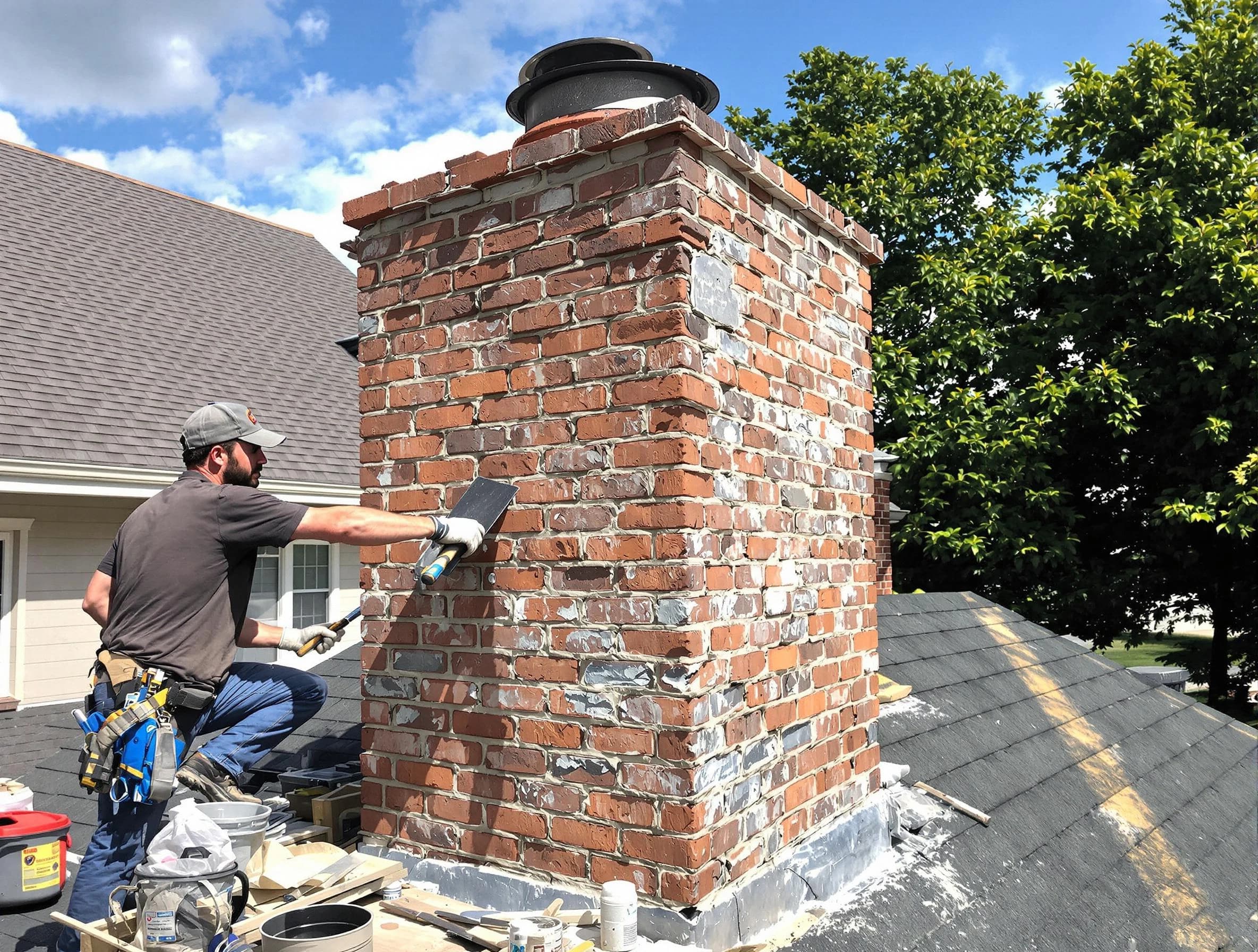 Completed chimney rebuild by West Mifflin Chimney Sweep in West Mifflin, PA