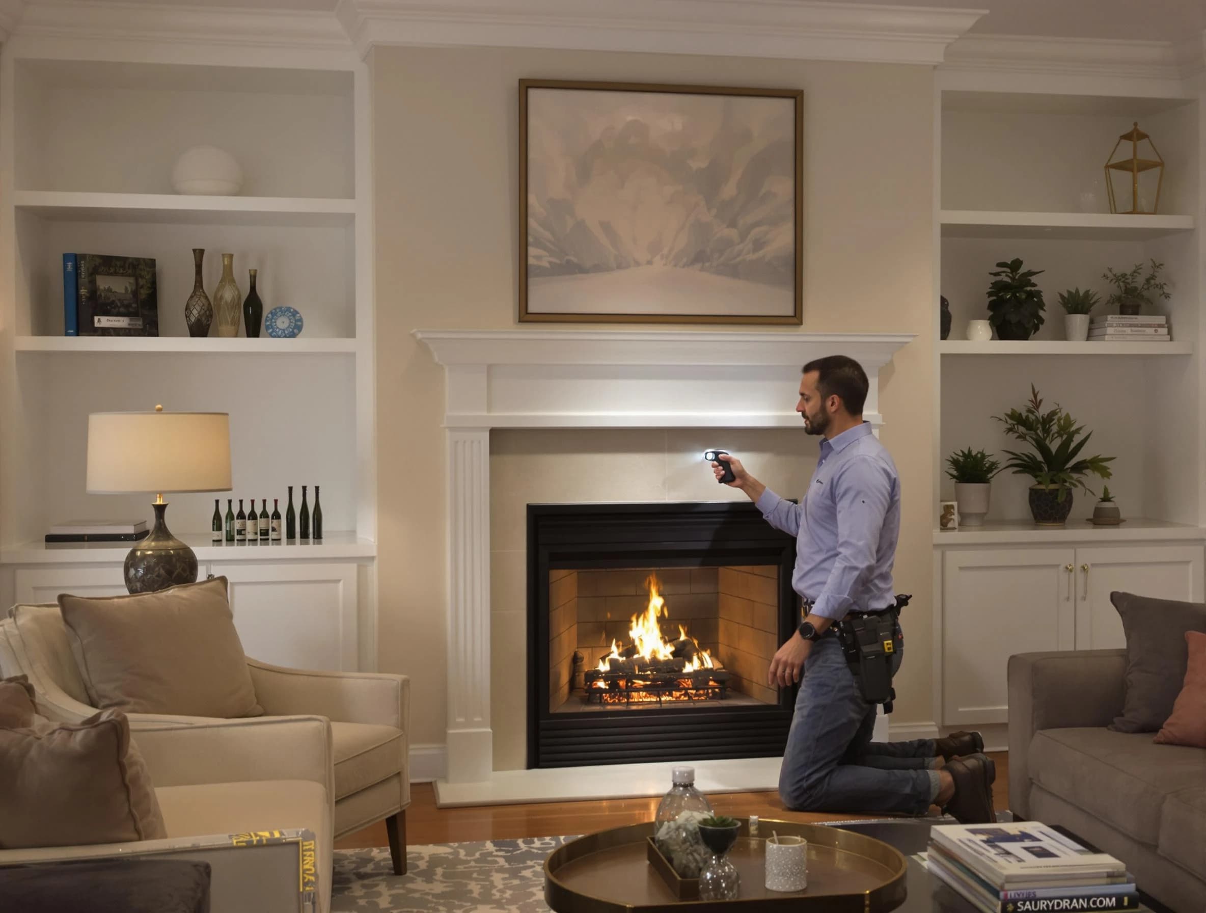 West Mifflin Chimney Sweep conducting a fireplace safety inspection in West Mifflin, PA