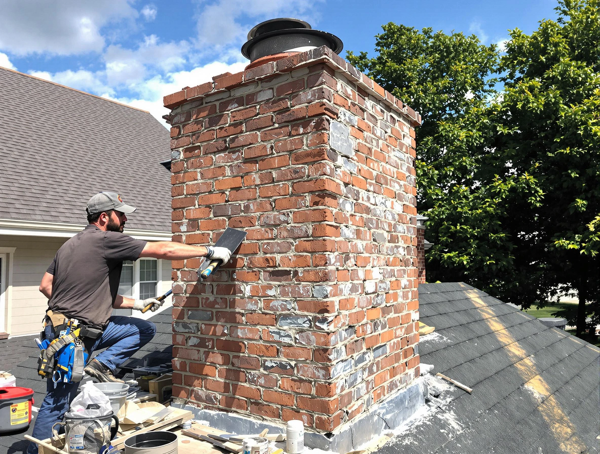 Completed chimney rebuild by West Mifflin Chimney Sweep in West Mifflin, PA