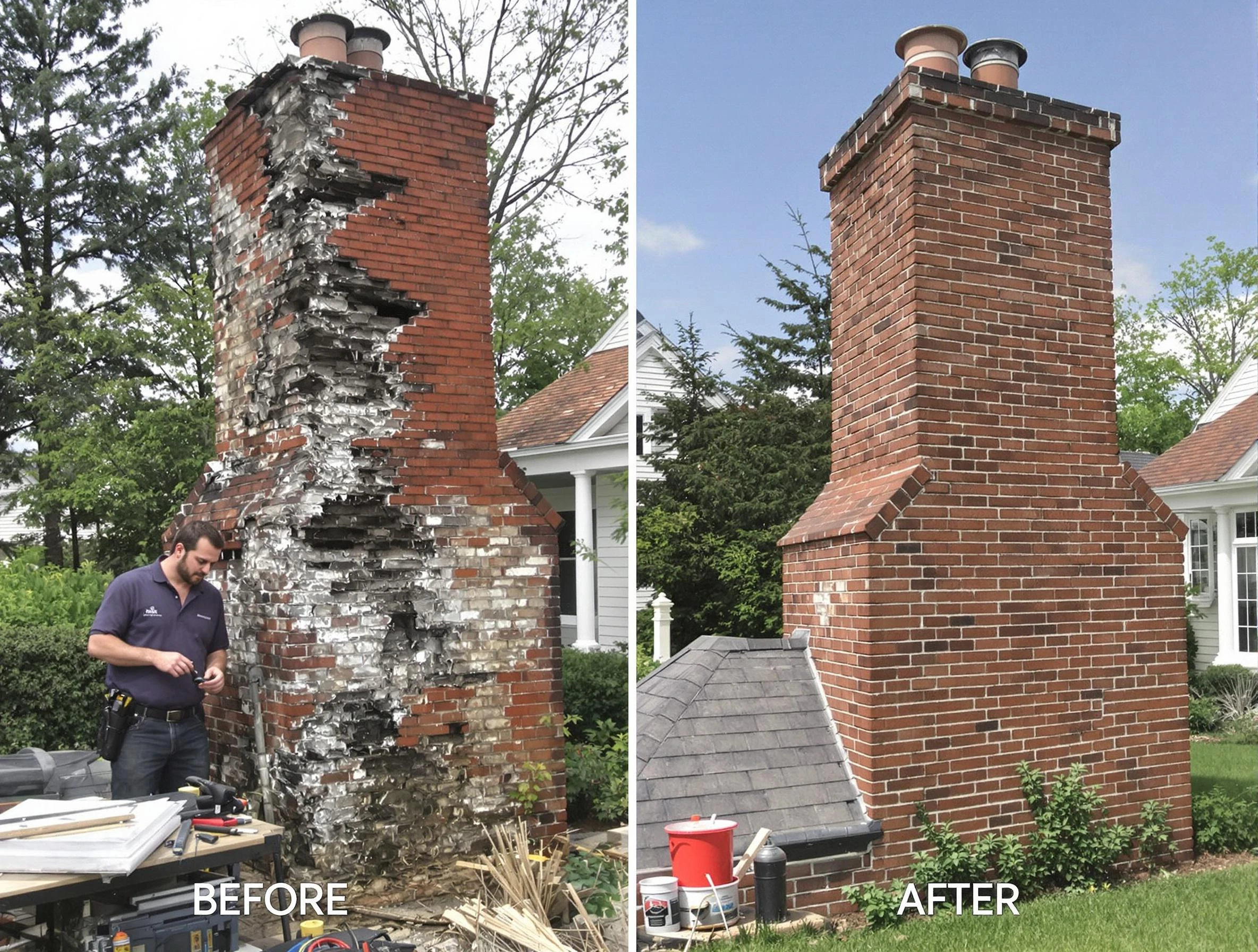 West Mifflin Chimney Sweep performing a full chimney restoration in West Mifflin, PA